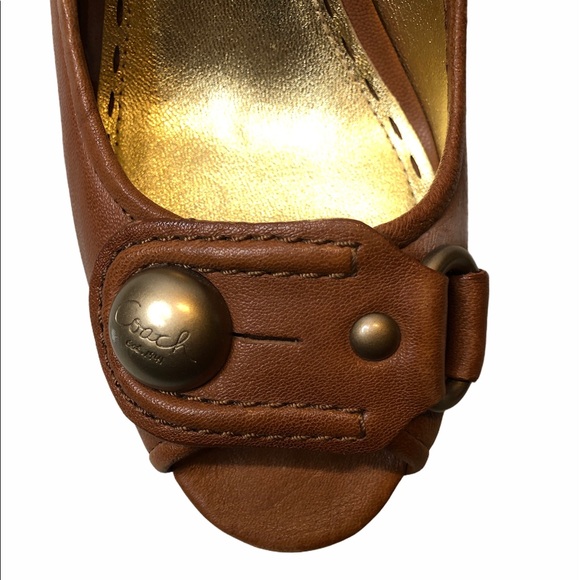 Coach 3inch Soft Leather Peep Toe Brown Heels! - Picture 3 of 10